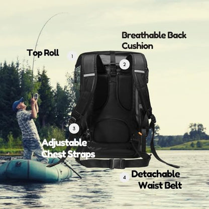Waterproof Roll Top Kayak Dry Backpack, Floating Outdoor Dry Sack Boating Sailing Canoeing Rafting Fishing Camping 35L Black - color: Black, size: 35L