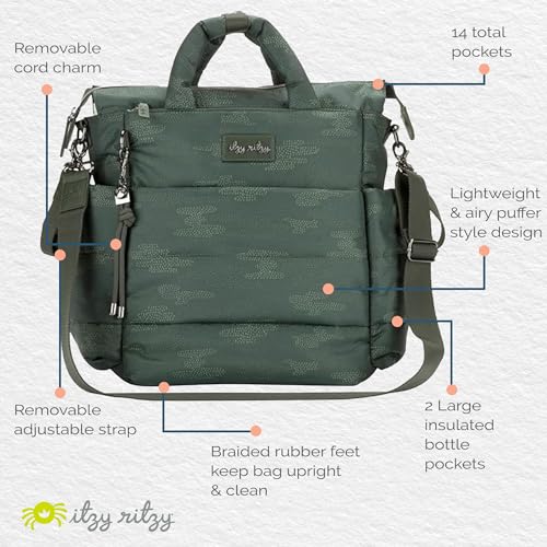 Itzy Ritzy Dream Convertible Diaper Bag Tote Backpack - Baby Diaper Bag with 14 Pockets, Changing Pad & More (Cloud Camo) - color: Cloud Camo