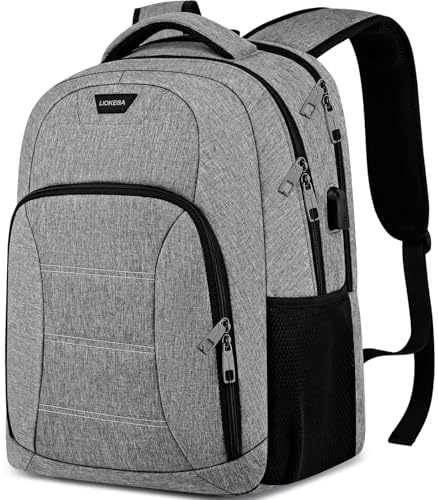 Laptop Backpack for Men, School Backpack for Teen Boys, Travel Water Resistant Students Book Bags, Large College Work Back Pack Fit 15.6 Inch Laptop, Grey - color: Grey, size: 15.6 Inch