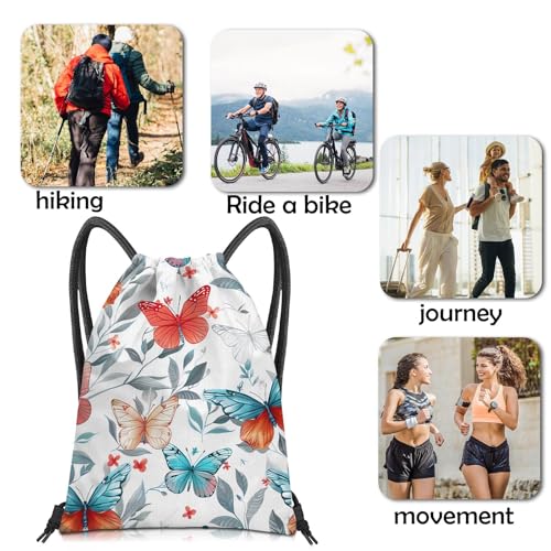 Drawstring Backpack Draw String Bag Sports Gym Bags Waterproof Cute Aesthetic Sackpack for Women(13"×17")-Butterfly 2 - color: Z46-butterfly 2
