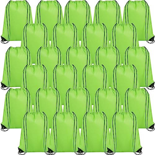 Silkfly 100 Pieces Drawstring Backpack Bags Bulk Portable Blank Cinch Storage Bags for Sports, School, DIY Gifts, Homeless, Social Assistance(Grass Green) - color: Grass Green