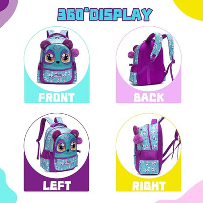 3 in 1 Backpack Set for Girls - Ages 8-10 with Lunch Box & Pencil Case - color: Purple 01