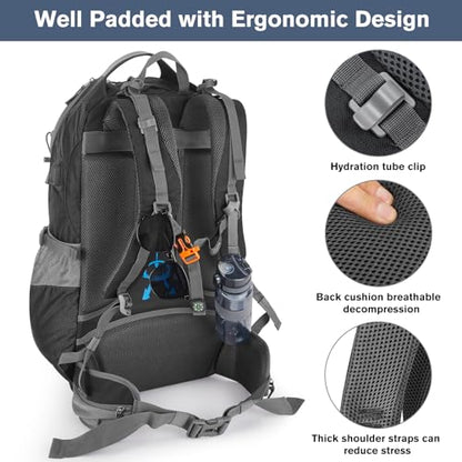 G4Free 50L Hiking Backpack Waterproof Daypack Outdoor Camping Climbing Backpack with Rain Cover for Men Women - color: Black01