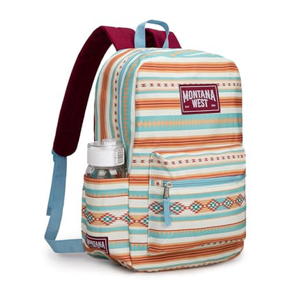 Montana West Backpack for Women Men 2 PCS Lightweight College Bookbags Casual Daypack Backpacks for Commute & Travel - color: Western Blue