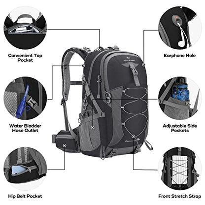 Maelstrom Hiking Backpack,Camping Backpack,40L Waterproof Hiking Daypack with Rain Cover,Lightweight Travel Backpack,Black - color: 40l Black, size: 40l