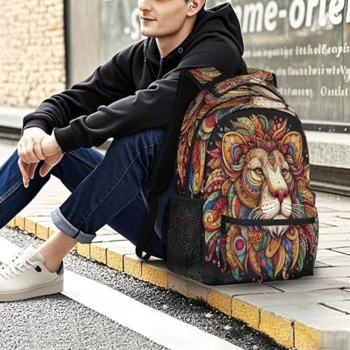 Lion Kids Backpack for Girl Boy Waterproof Kids Back Pack | Animal Art School Bookbag Women Men Lightweight Rucksack Casual Daypack Carry On Bag for Work Hiking Camping Gym Travel - color: Animal Lion Art