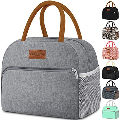 Coobiiya Lunch Bag Lunch Box for Women Men,Small Leak-proof Cute Lunch Tote Large Capacity Reusable Insulated Cooler Lunch Container for Work/Office/Picnic/Beach，Grey - color: Gray
