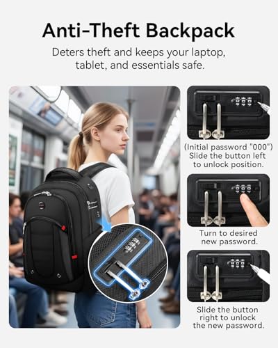 CROSSGEAR Travel Laptop Backpack, Large Computer Business Backpack Fits 17.3 Inch Laptop, Multi-pocket, Breathable Padded, Water Resistant Casual Daypacks for Men Women - size: 17.3 inch