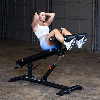 Pro ClubLine (SAB500B) Ab Bench by Body-Solid - Adjustable Sit Up/Weight Bench for Full Abdominal, Decline, Incline, and Flat Exercise, Black Finish