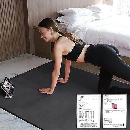 Hatha Yoga Large TPE Yoga Mat 6'x4'x1/2" Extra Thick Non-Slip Exercise Mat - for Yoga Pilates & Home Gym Workouts - color: Black