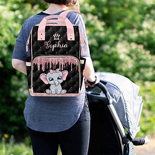 MyPupSocks Diaper Bag Backpack in Pink Personalized with Name Custom Mommy Nursing Baby Bags Multifunction Nappy Daypack with Large Capacity Casual Backpack Holiday Gift for Women - color: Multi #29