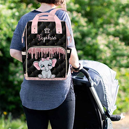 MyPupSocks Diaper Bag Backpack in Pink Personalized with Name Custom Mommy Nursing Baby Bags Multifunction Nappy Daypack with Large Capacity Casual Backpack Holiday Gift for Women - color: Multi #29