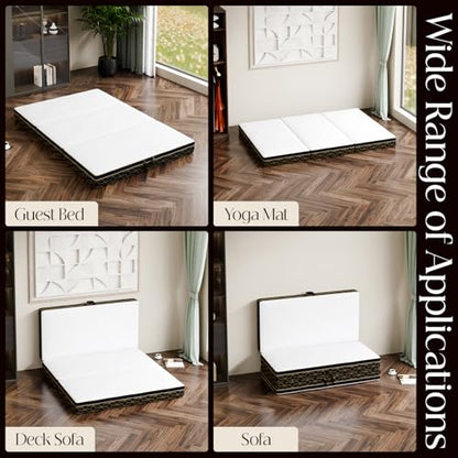 GEMBED Tri-Fold Memory Foam Mattress Twin - 6 Inch Portable Folding Sofa Bed with Handle & Washable Cover, Floor Sofa Bed with Non-Slip Base, Space-Saving for Room, Travel, Guest Bed, RV, 75"x38"x6" - size: Twin Size, style: 6 Inch