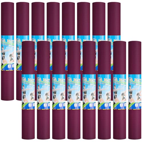 3 mm Thick Yoga Mat Bulk, Non Slip Exercise Workout Fitness Pad for Women Men, Gym Home Yoga Pilates, Easy to Clean, Sturdy PVC - color: Boysenberry