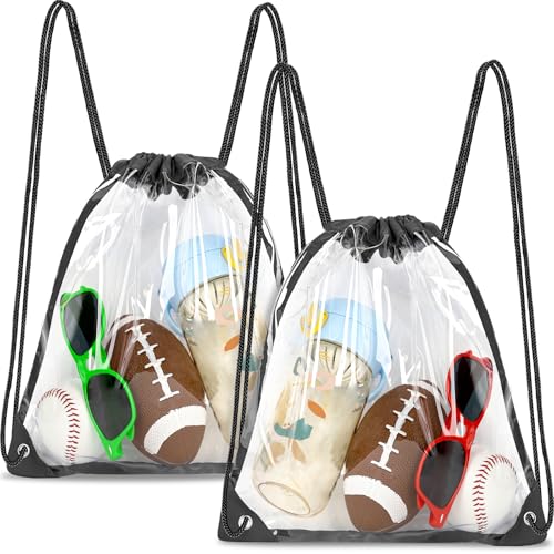2Pack Clear Drawstring Backpack ，12×12 Small Clear Drawstring Bags for Stadium Events, Work, Festivals and Sporting Events, Black - color: Black-12×12in, size: Small