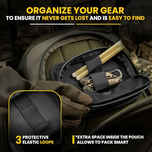 M-Tac Mesh Organizer Pouch with Hook & Loop Backing, EDC Tactical Admin Pouch, Backpack Organizer Insert, Small Gear Utility Bag - color: Black