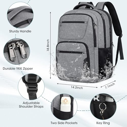 Travel Laptop Backpack, 17 Inch Extra Large Laptop Backpack with USB Charging Hole 45L Anti Theft Travel Backpack Water Resistant College Business Computer Bag Fit 17.3 Inch Laptop for Men Women Grey - color: Grey