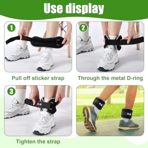Hollowfly 4 Pairs Ankle Leg Weights Adjustable Set for Women Men, 1lb 2lb Wrist Weight Arm Fitness Wristbands Ankle Leg Strap for Gym Yoga Training Walking Jogging Running