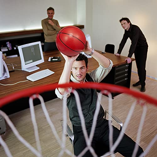 Mini Basketball Hoop Set for Kids Adults, Indoor Play Wall Mount Basketball Hoop for Door with 4 Small Replacement Toddler Basketballs, ABS Backboard Metal Rim Goal Sport Gifts for Pool Game Fun - style: Red + Rainbow Rubber Basketballs