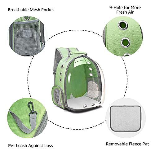 Henkelion Travel Backpack Bubble Carrying Bag for Small Medium Dogs Cats, Space Capsule Pet Carrier Dog for Hiking, Airline Approved - Green - color: Green