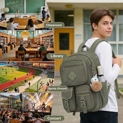 Mesh Backpack for Girls Boys, Heavy Duty Semi-Transparent Mesh Bookbag Womens Mens Mesh Backpacks for School, Sports, Beach, Swimming, Travel - Army Green - color: Army Green