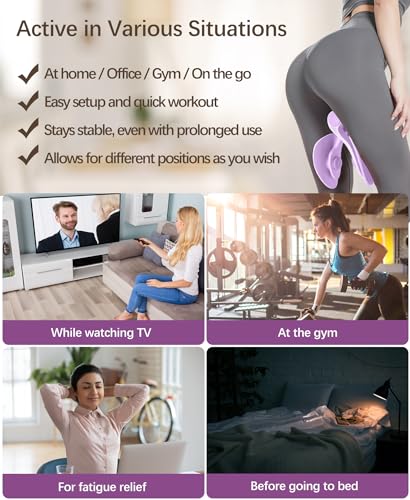 Pelvic Floor Exercise Device Available in 35 lb and 49 lb Resistance, Kegel and Inner Thigh Muscle Trainer, Home Workout Equipment for Postpartum Recovery, Women and Men, with Band - color: Purple