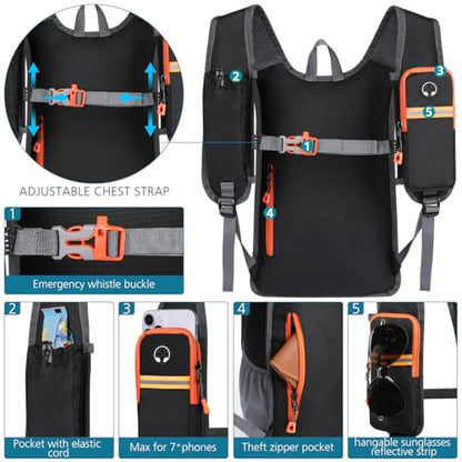 Esup 15L Small Hiking Backpack Foldable Lightweight Travel Day Pack Packable Camping Backpack for Women Men (Black) - color: Black