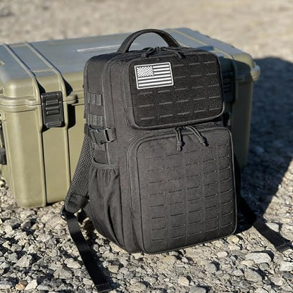 Wotony Military Tactical Backpack for Men Waterproof Daypack 3 Day Assault Pack Laser-Cut MOLLE Webbing Design with Water Bottle Holder Black Small Tactical Assault Bag (Black, 30L) - color: Black, size: 30L