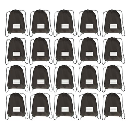 Drawstring Backpack Bulk 20 Pcs Draw String Bags DIY Gym Sports Traveling Yoga Cinch Bag Sackpack Drawstring Memo Card (black) - color: Black