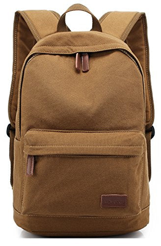 kayond Casual Style Lightweight canvas Laptop Bag/Durable Travel backpacks/Rucksack for Men&Women/Fashion Backpack Fits 15 inch Notebook (Brown) - color: Brown