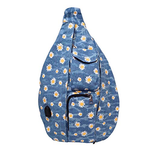 Nupouch Rucksack Pickleball Bag, Anti-Theft Crossbody Sling, USB Charging Connector Port, Backpack, Light Blue Daisy - color: Light Blue Daisy
