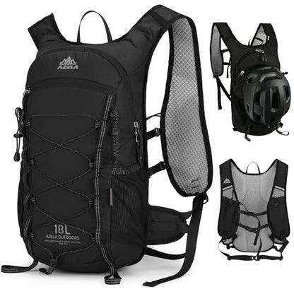 Small Hiking Backpack with 3D Sponge Backpanel for Men Women, 15L Waterproof Lightweight Cycling Backpack with Chest Strap & Helmet Buckle & Hanging Loop for MTB Biking Jogging, Black - color: Black