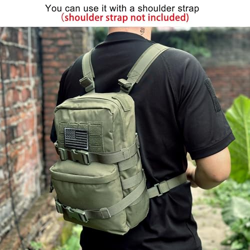 Tactical Mini Molle Hydration Pack,Molle Hydration Carrier with US Flag Water Resistant,Hydropack for Tactical Vest Backpack - style: Ranger Green