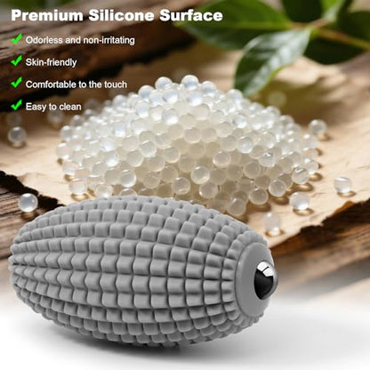 HODEMI Electric Vibrating Massage Roller, Handheld Muscle Massager with Ball-Shaped Rolling Head, 3 Speed Rechargeable Silicone Massager for Muscle Relaxation at Gym, Office & Travel (Gray) - color: Gray