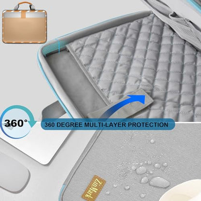 ZINMARK Laptop Case 15.6 Inch Briefcase Military-Grade Protection with Detachable Belt Bag, Compatible All Model of 15-16 Inch MacBook Pro and Most Popular 15.6 Inch Notebooks Chromebooks (Gray&Blue) - color: Gray&blue