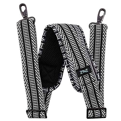 ZINZ 79 inch Shoulder Strap, Extra-thick Fixed Cushion Pad and Dual Clasps Universal Replacement Strap with Metal Swivel Hooks (200cm) (Black&White Jacquard) - color: Black&white Jacquard