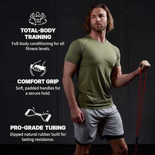 SPRI Ultra Toner Figure 8 Resistance Band with Padded Handles Great for Stretch, Exercise, Fitness Training, Yoga, Resistance Weights, Therapy, Gym or Home Workout Equipment. - style: Heavy