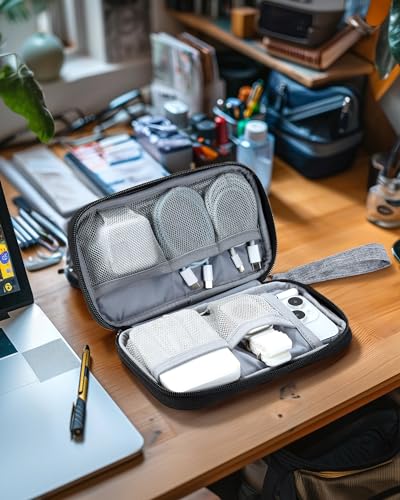 BAGSMART Small Travel Cable Organizer, Tech Accessories for Charger, Phone, Gray - color: Grey