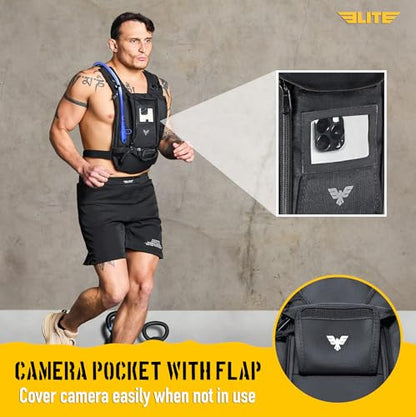 Elite Hydra Running Chest Pack w/ Gun Holster, Phone Holder Touch Friendly, Camera Pocket for Men/Women Lightweight Hydration Vest Chest Rig w/ Water Bladder for Marathon, Cycling, ADV Camping, Skiing - size: Large