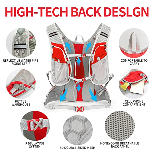 IX INOXTO Hydration Pack Backpack, Lightweight Water Backpack with 2L Hydration Bladder Daypack for Men Women,Running Hydration Vest for Trail Running Hiking Cycling Race Climbing - color: Dark Orange