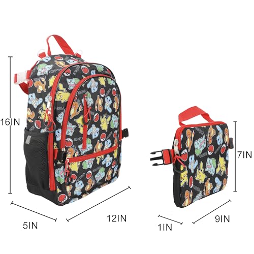 Bioworld Pokemon Starters & Pokeballs All-Over Print 16" Backpack & Lunch Kit Value Set - color: ['Pokémon Starters & Pokéballs']