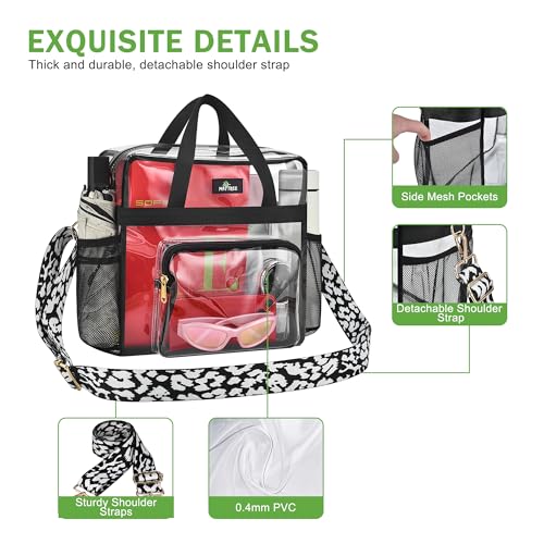 MAY TREE Clear Bag for Stadium Events, 12x6x12 Clear Tote Bag with Removable Strap, Transparent Bag for Concert Sports Gym, Cow-Strap - color: Cow-Strap