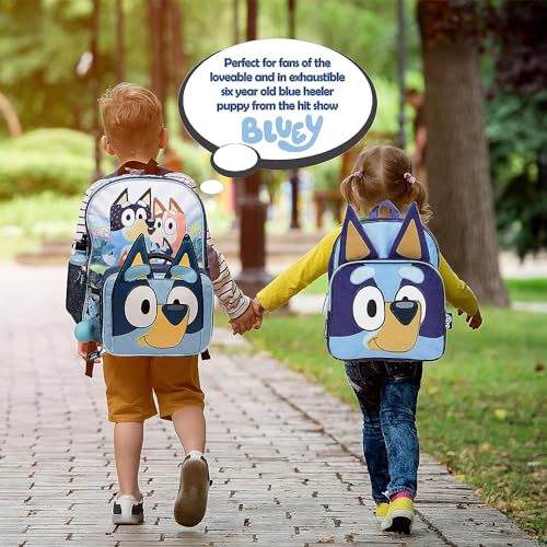 AI ACCESSORY INNOVATIONS Bluey 4 Piece Backpack Set for Pre School Girls & Boys, Kids 16" School Bag - color: Bluey