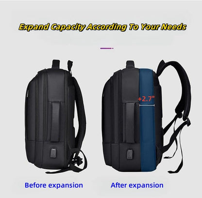 17/15.6" Business laptop backpack, PU Travel backpack,carry on backpack, Expandable laptop backpack Women Men,college backpack (02#updated, Black) - color: 02#black, style: 02#updated