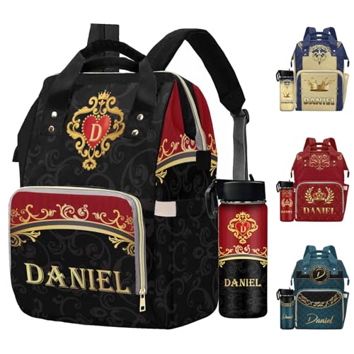 Newcos Personalized Diaper Bag Backpack with Name, Custom Monogram Backpacks Travel Mommy Bag, Customized Diaper Bags with Water Bottle for Newborn Baby Mom Dad Women Men Nursing Bag Birthday Black - color: Patten 11