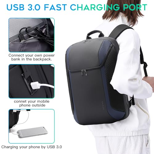 BANGE Smart Business Laptop Backpack Waterproof can fit 15.6-17.3 Inch Laptop with 3.0 USB charging port for men and women - color: Blue
