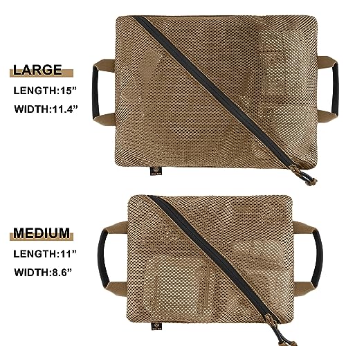 PETAC GEAR Tactical Storage Mesh Pouch Set,Insert Modular Utility Admin Pockets,Travel Organizer EDC Bag - color: Coyote Brown-BK