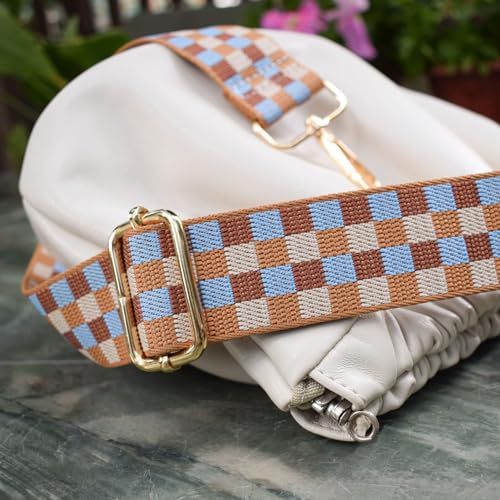 Replacement Purse Strap Shoulder Strap Adjustable Crossbody Strap for Women Crossbody Wide Shoulder Bag - color: Checker-gold Hardware