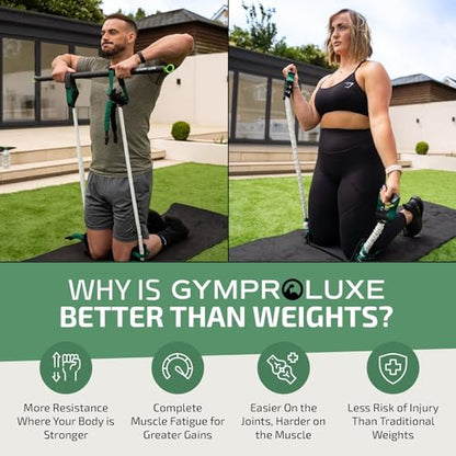 Gymproluxe Portable Gym - Resistance Exercise Band Set - 200LBS Resistance Bands for Men & Women - Multi Gym Fitness Equipment & Pilates Bar for Home Workout - style: Band & Bar