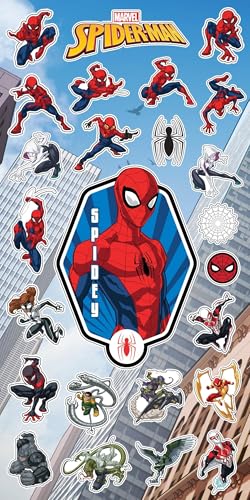 Spider Man Backpack with Lunchbox Set for Boys School Bundle + More | 16in Large Durable Spider Man Bookbag w/ Insulated Lunch Box Plus Water Bottle, Stickers, More - Spiderman School Supplies